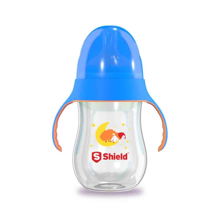 Shield Glow in the Dark Feeder 260ml with Handle BPA Free and Anti-Colic Blue