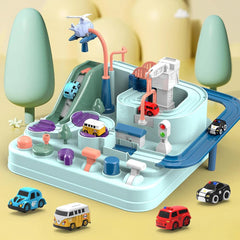 Manual Mechanical Car Adventure Track Set - 4Pcs Assorted Cars
