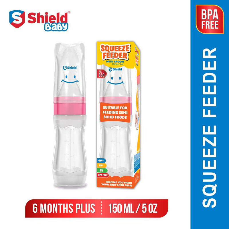 Shield Squeeze Feeder with Spoon 150ml Red