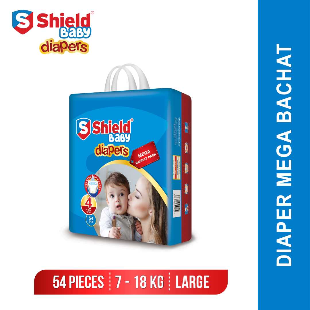 Buy Shield Diapers Mega Bachat Pack Large (54Diapers, Size 4, 0718Kg