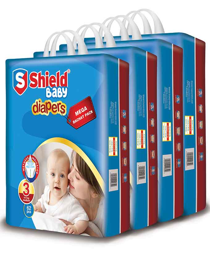 Shield Baby Diapers New Super Bachat Pack Medium (44-Diapers, Size 3