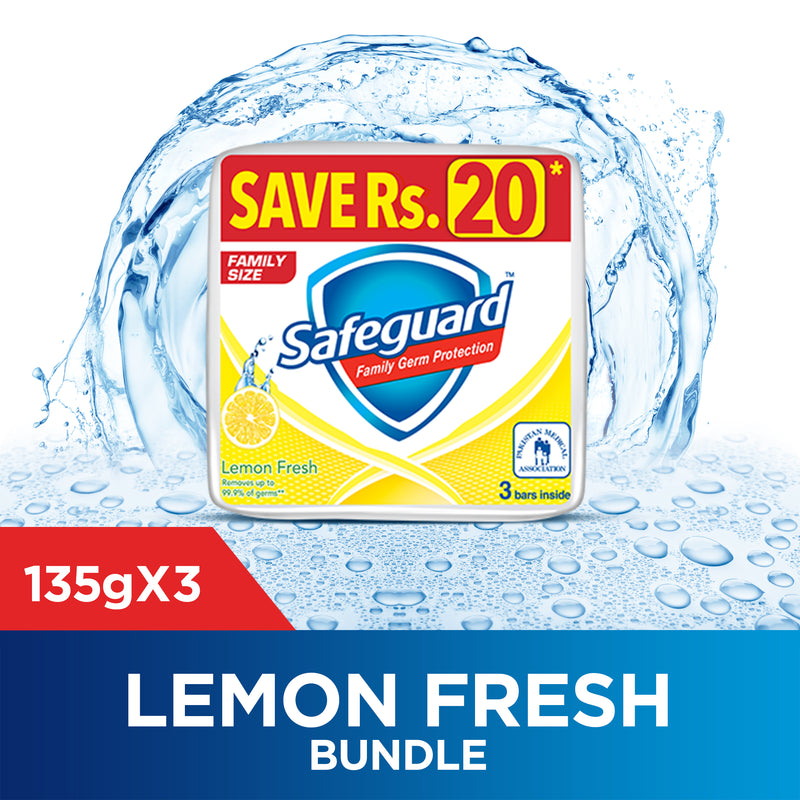Safeguard Bar Soap Lemon 125gm (Bundle of 3)