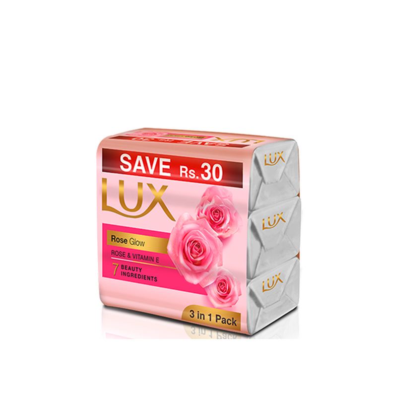 Lux Rose & Vitamin-E  Soap 128g Trio Pack
