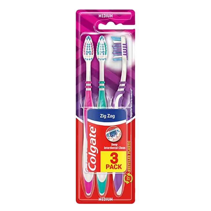 Colgate T/B Zig Zag Medium 3 Pcs