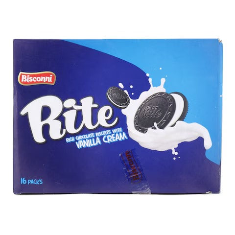 Bisconni Rite Chocolate Biscuits With Vanilla Cream Snack Pack 16 pcs