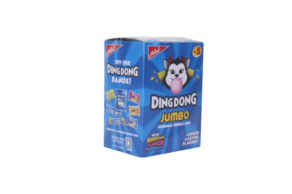 Hilal Ding Dong Jumbo Original Bubble Gum (with Bursting Flavour Crystals) 50 Pcs Box