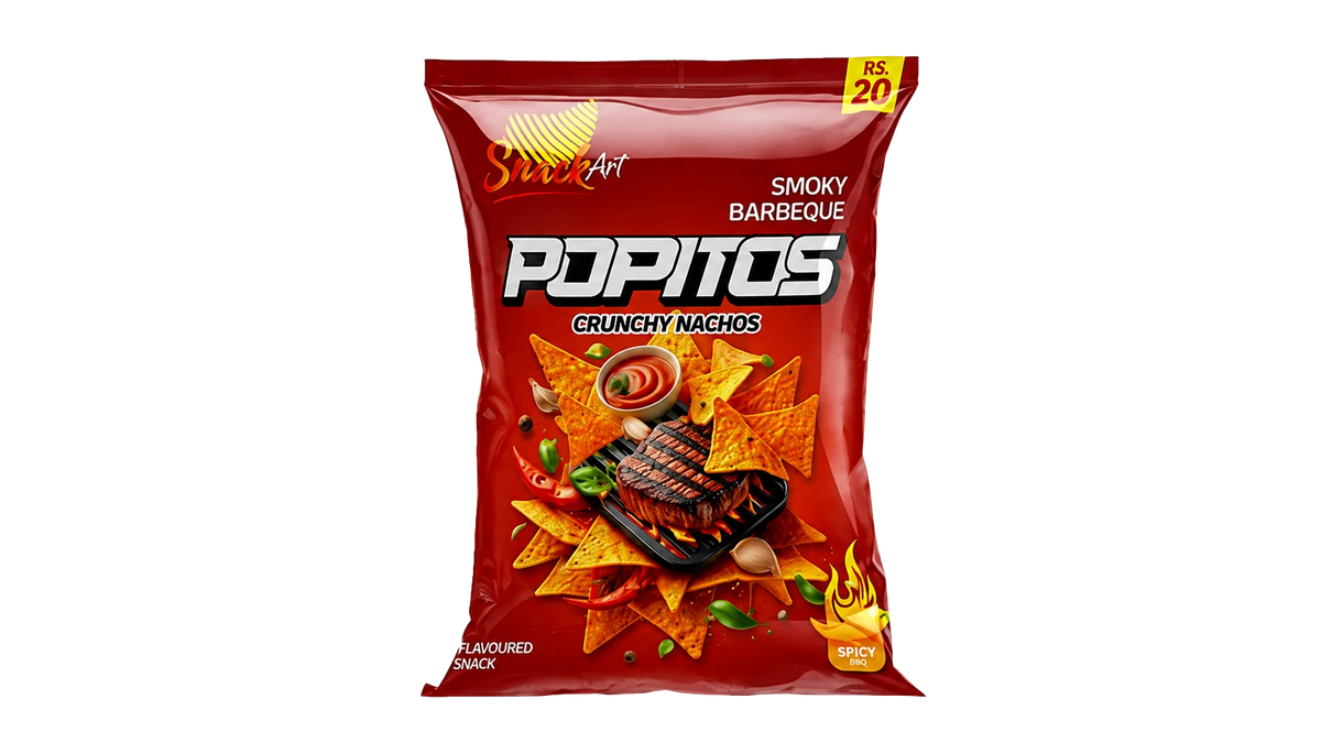 Popitos Crunchy Nachos Smoky Barbeque Rs 20