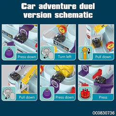 Manual Car Adventure Dual Version Track Set - 4Pcs Assorted Cars