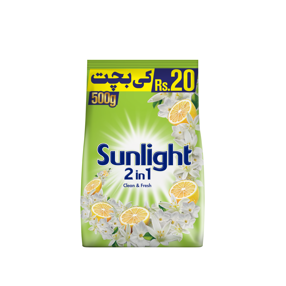 Sun Light Lemon & Orange Washing Powder Pouch 500gm