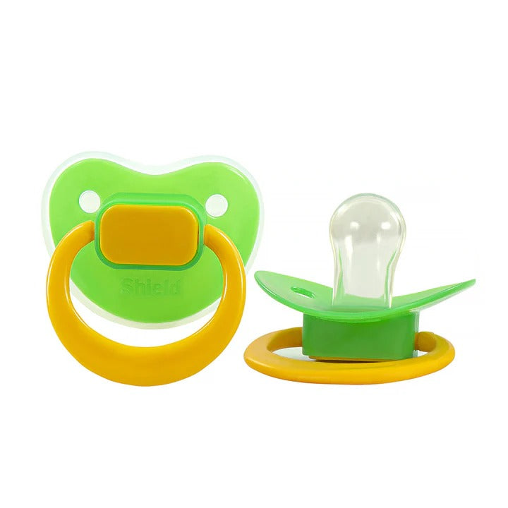 Shield Orthodontic Soother with Care Cover Green
