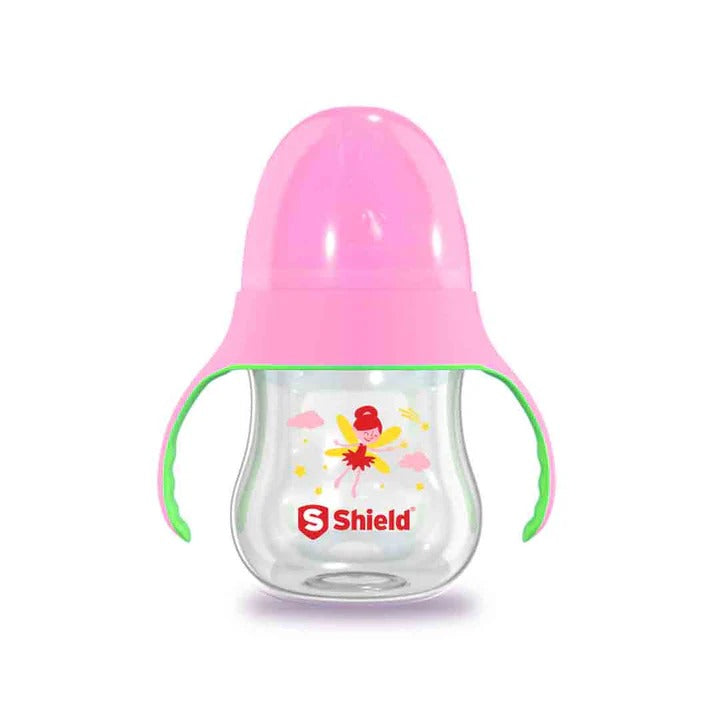 Shield Glow in the Dark Feeder 180ml with Handle BPA Free and Anti-Colic Pink