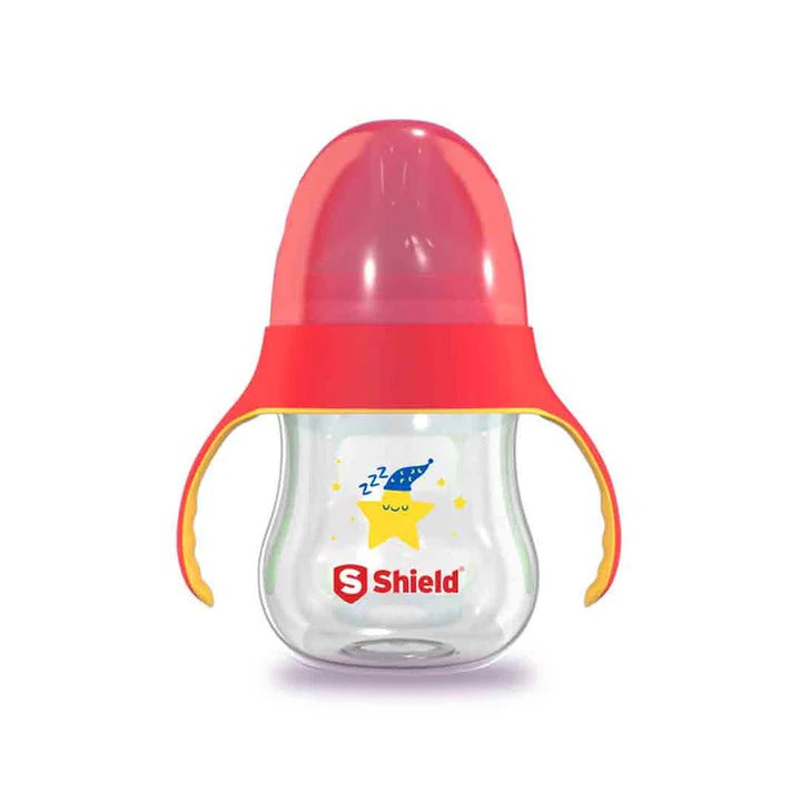 Shield Glow in the Dark Feeder 180ml with Handle BPA Free and Anti-Colic Red
