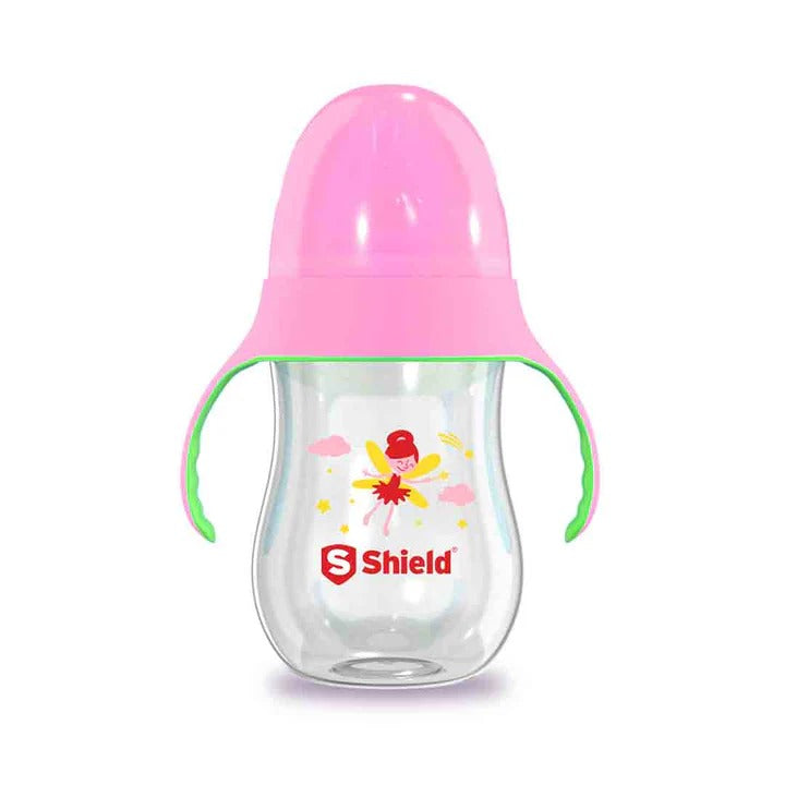 Shield Glow in the Dark Feeder 260ml with Handle BPA Free and Anti-Colic Pink