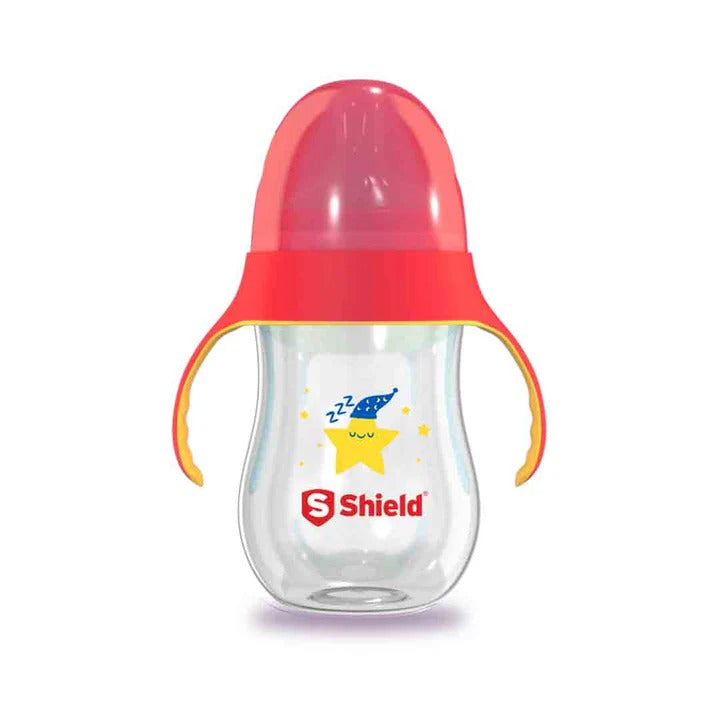 Shield Glow in the Dark Feeder 260ml with Handle BPA Free and Anti-Colic Red