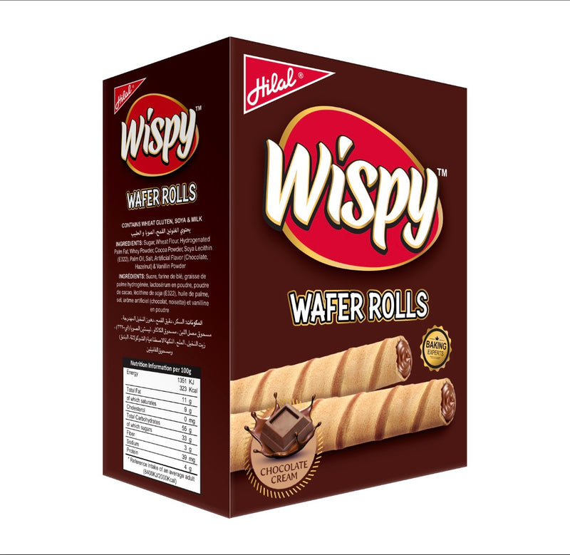 Hilal Wispy Waffers Rolls Chocolate 24 pcs Box