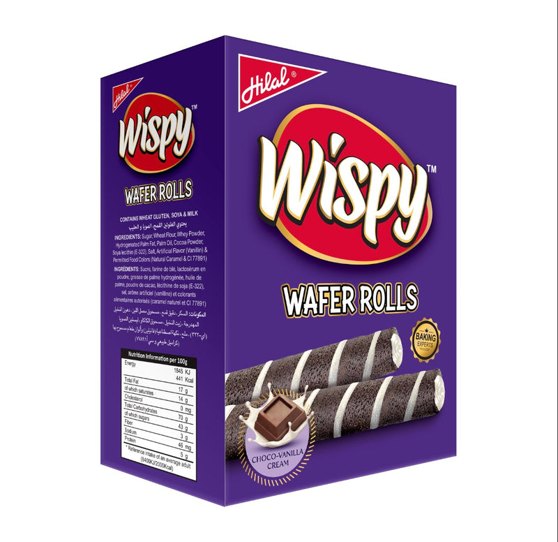 Hilal Wispy Waffers Rolls Choco Vanilla Cream 24 pcs Box