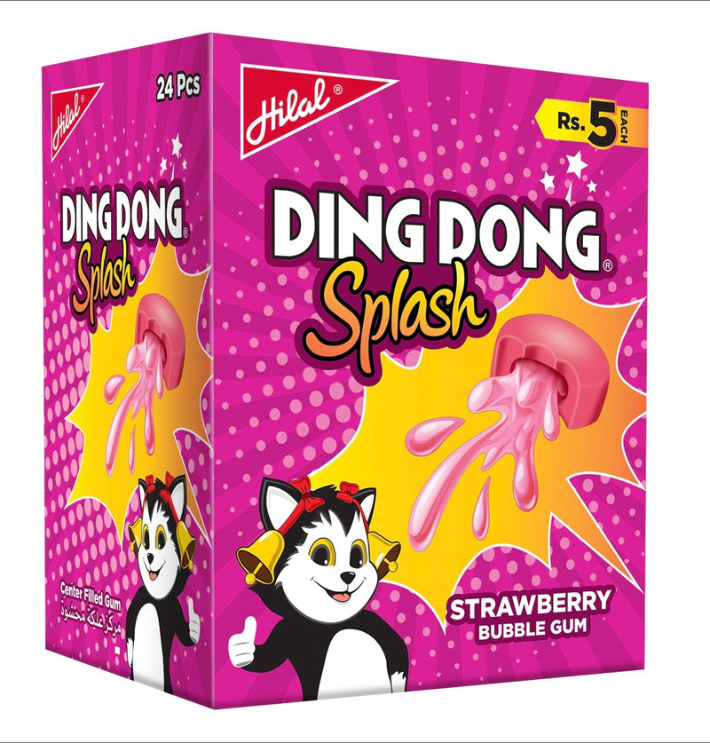 Hilal Ding Dong Splash Strawberry Bouble 24 Pcs (Box)
