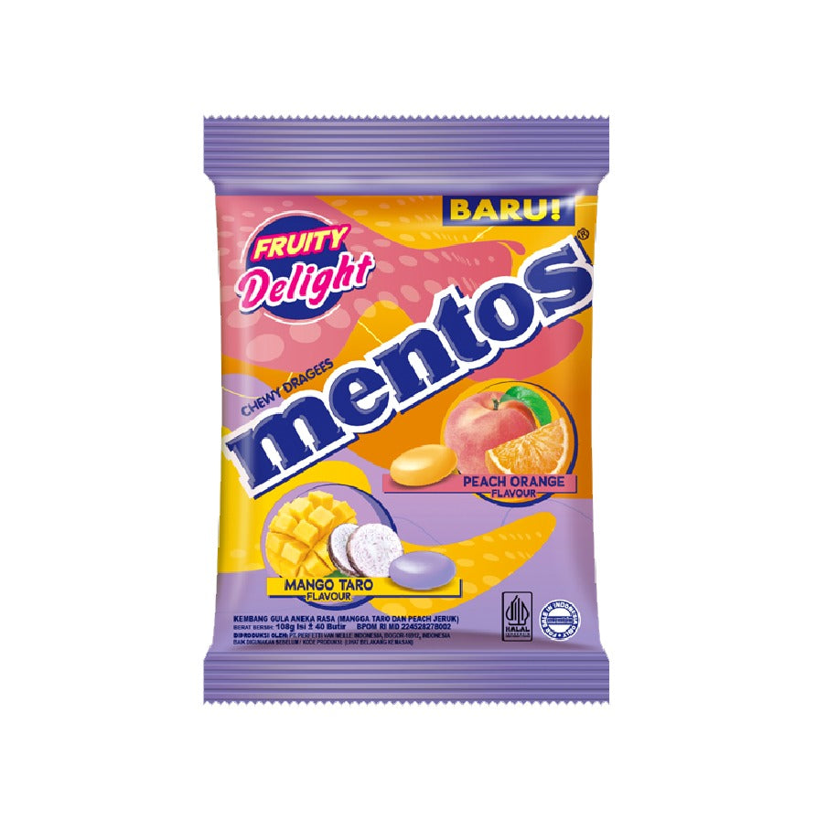 Mentos Chewy Peach Orange & Mango Taro Flavour Pouch