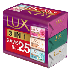 Lux 3 In 1 Multi Soap 128gm - Pack of 3