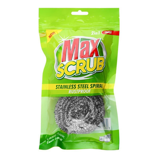 Max Scrub Stainless Steel Spiral 2-In-1 Large, 2-Pack