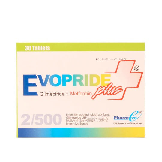 EVOPRIDE PLUS 2MG+500MG TABLETS 10S