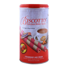 370GM STRAWBERRY & CREAM BISCOTTO D/WAFER STICK