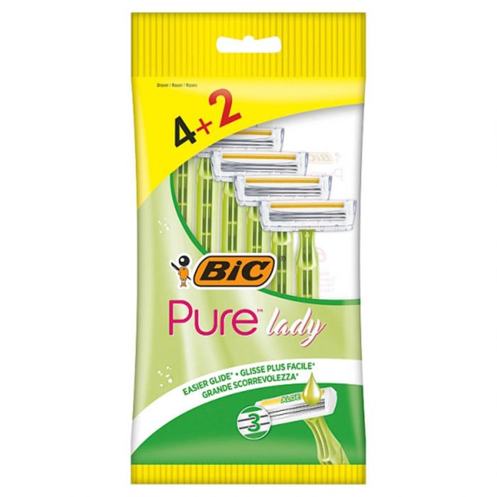 BIC Pure 3 Lady Razor Pouch 4+2pcs