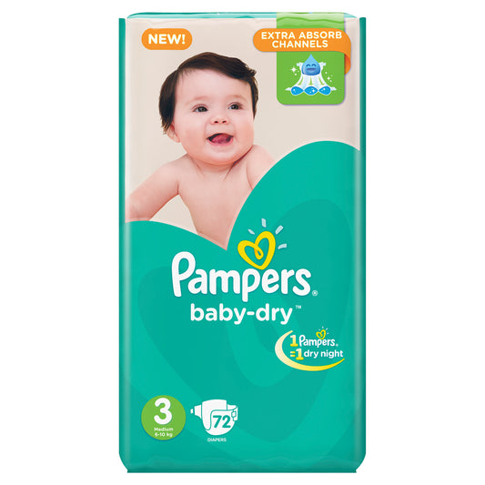 Pampers Baby Dry Diapers Medium Size 3 72Pcs