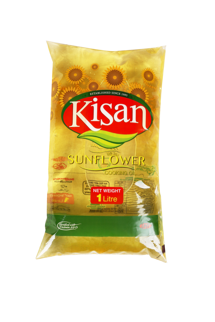 Kisan Sunflower Cooking Oil Poly Pack 1ltr