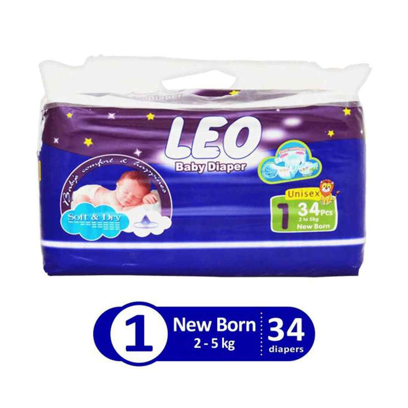 Leo Baby Diapers New Born 34pcs