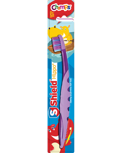SHIELD HIPPO TOOTH BRUSH WITH TOY