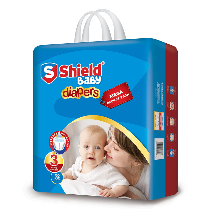 Shield Diapers Bachat Pack Medium (16-Diapers, Size 3, 04-09Kg)
