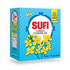 Sufi Canola Cooking Oil Standing Pouch (1X5) liter