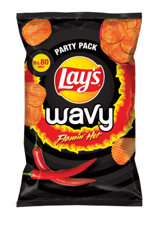 Lays Wavy Flamin Hot Potato Chips Rs 80