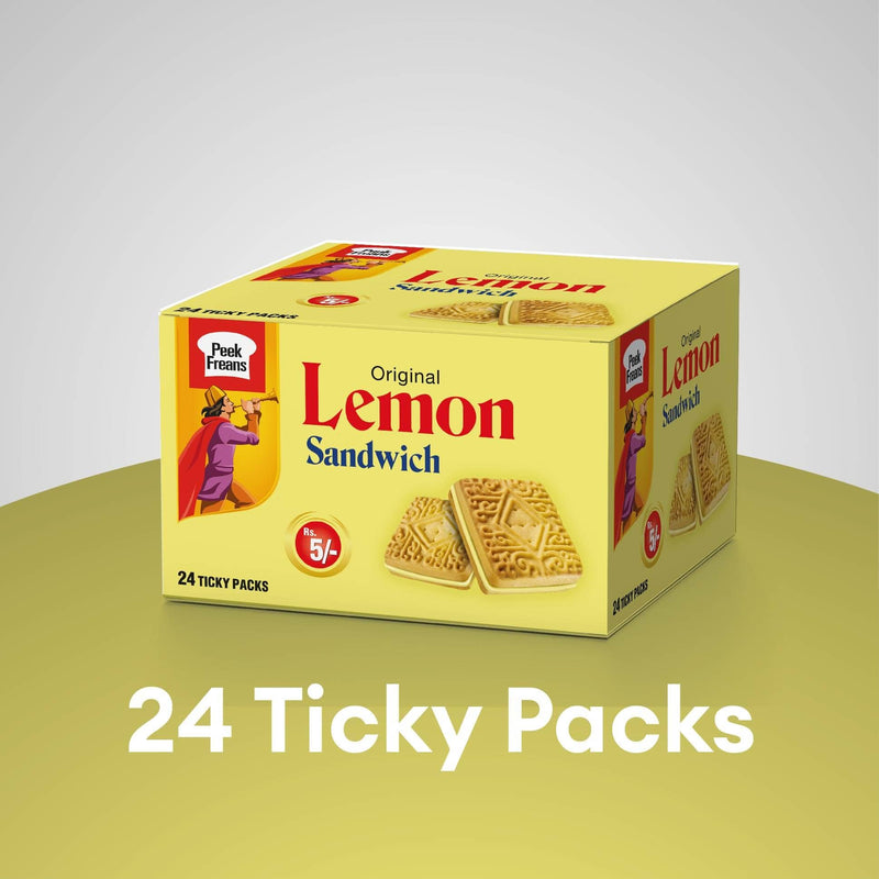 Peek Freans Lemon Sandwich Biscuit Ticky Pack Box