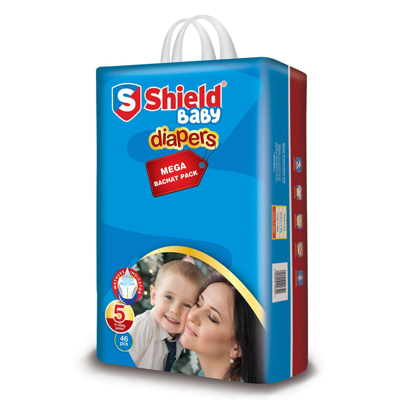 Shield Diapers Mega Bachat Pack Extra Large (46-Diapers, Size 5, 11-25Kg)