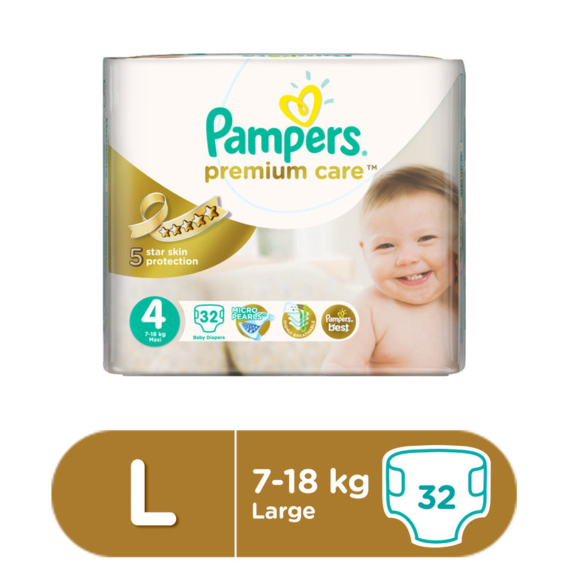 Pampers Premium Care Diapers Maxi Size 4 32 Pcs (7-18 Kg)