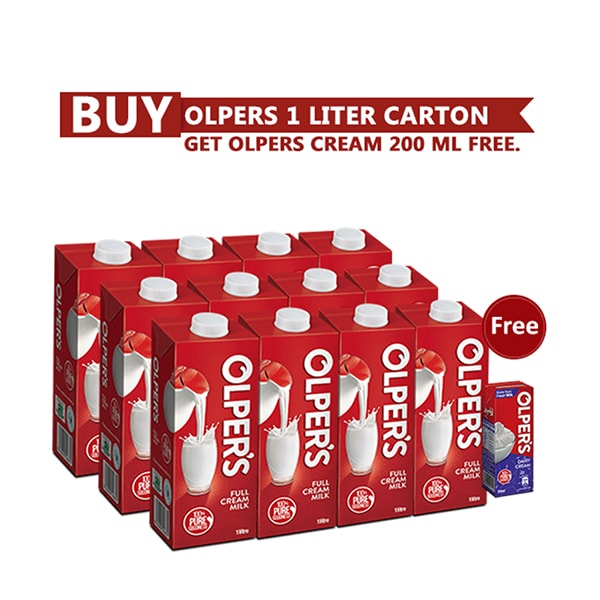 Olpers Milk 1 Litre x 12Pc Carton & Get Free Olpers Cream 200ml