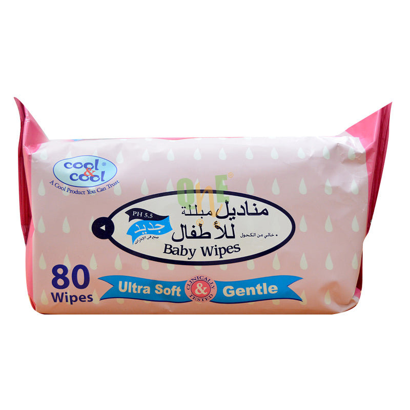 Cool & Cool Baby Wipes Ultra Soft & Gentle  80 Wipes