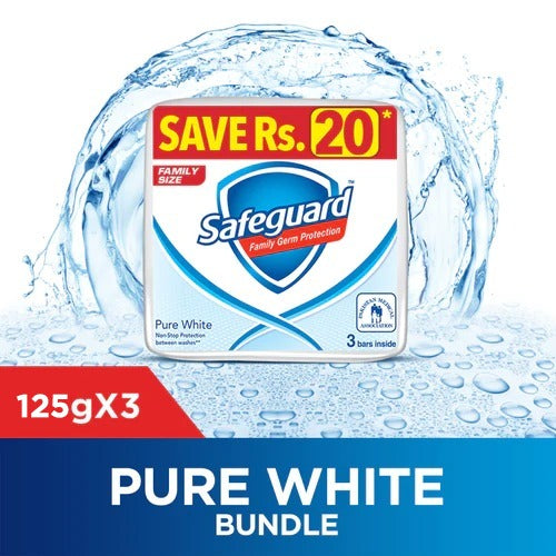 Safeguard Bar Soap Pure White 125gm (Bundle of 3)