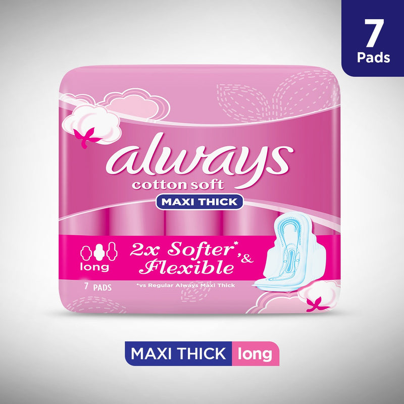 Always Cotton Soft Maxi Thick, 7 Long Pads