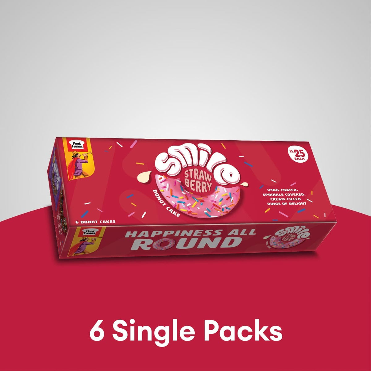 Peek Freans Smile Strawberry Donut Cake - 6 Piece Pack
