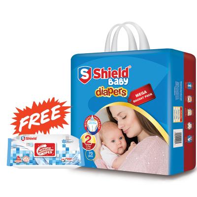 Shield Diaper Mega Bachat Pack Small 70Pc With Free Disinfectant Wipes