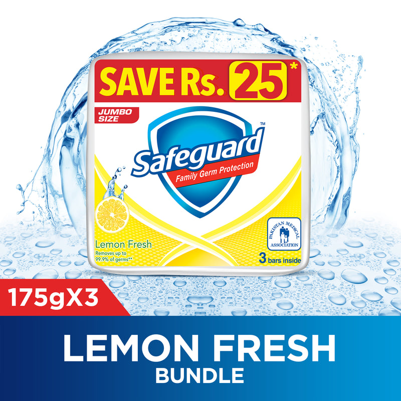 Safeguard Bar Soap Lemon Fresh 175gm (Bundle of 3)