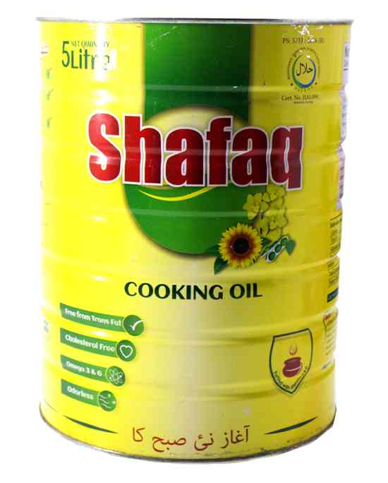 Shafaq cooking oil 5 litre Tin