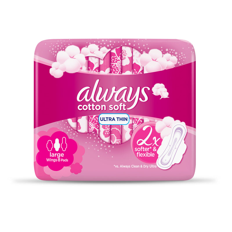 Always Ultra Cotton Soft Sanitary Pads Large 8pcs