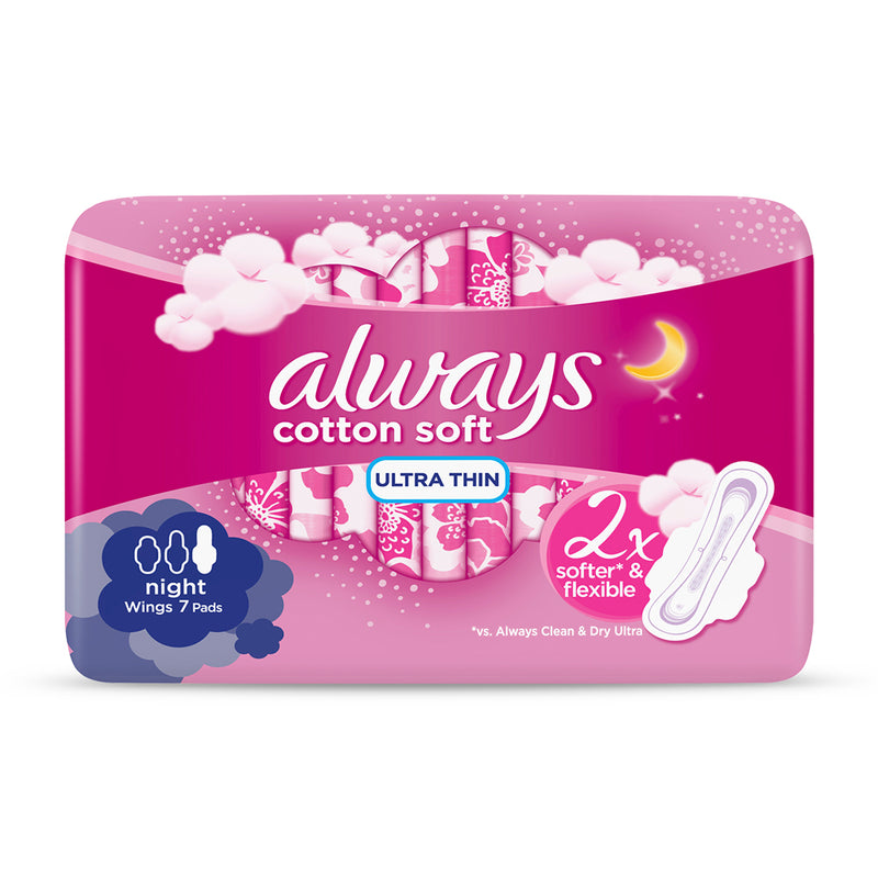 Always Ultra Cotton Soft Sanitary Pads Night 7pcs
