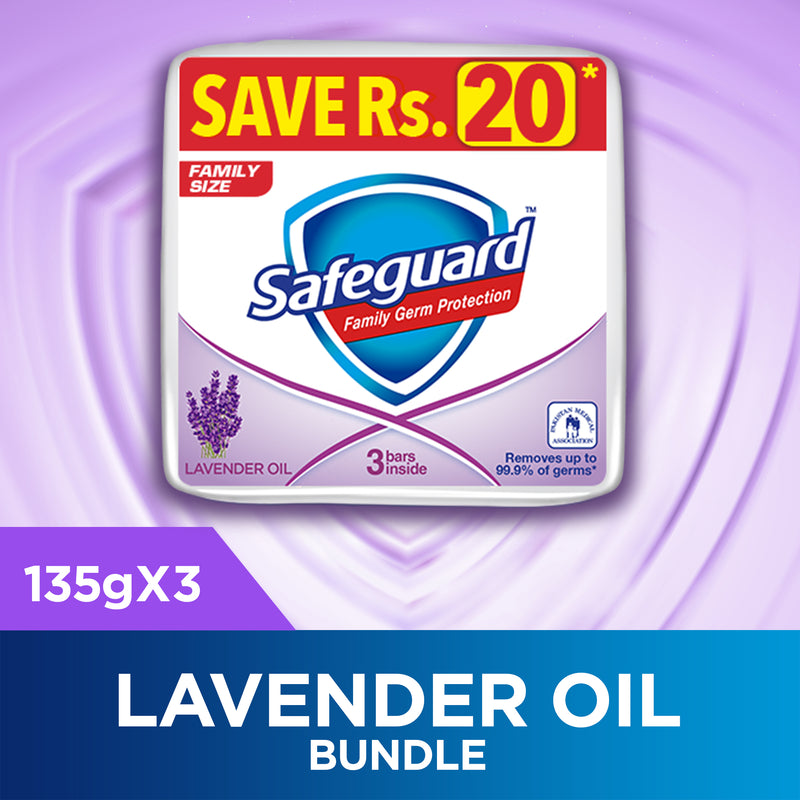 Safeguard Bar Soap Lavender Oil 125gm ( Pack of 3 )