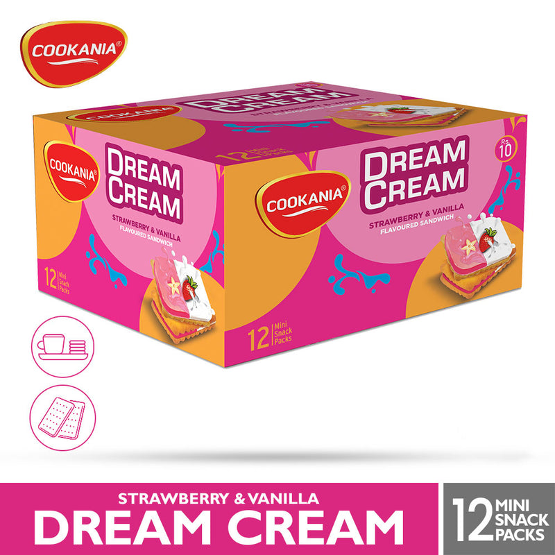 Cookania Dream Cream Strawberry & Vanilla Mini Snack Pack Box (12 pcs)