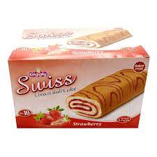 Giggly Swiss Cream Roll Cake Strawberry Flavored Box